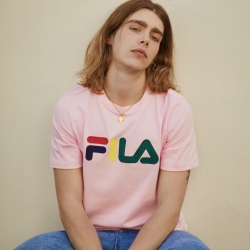 Fila Multi-color Logo - Miesten Poolopaita - Pinkki | FI-93603